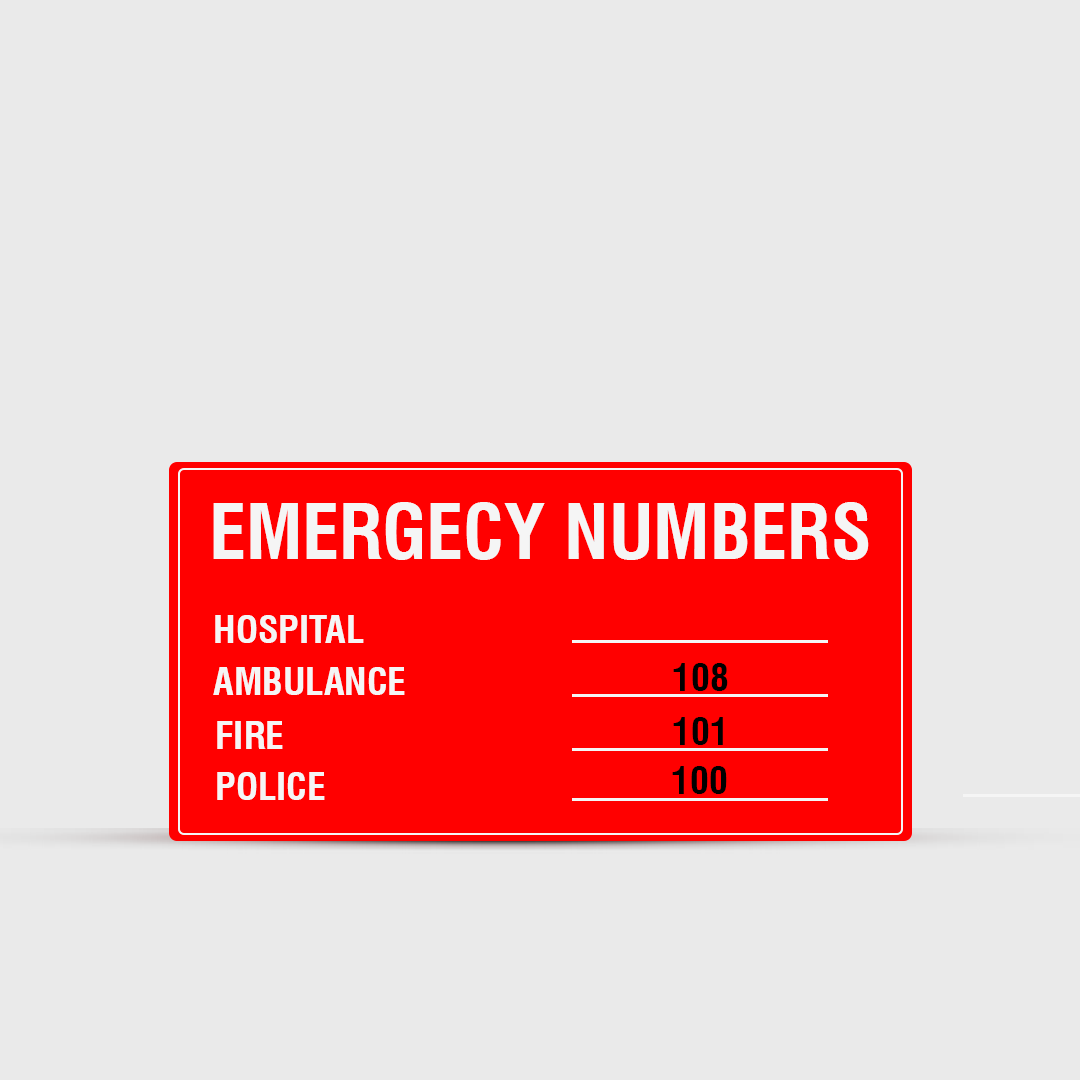 Emergency Numbers - Safety Sign - Warning & Safety Signs